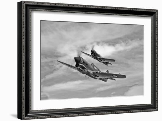 Two Curtiss P-40 Warhawks in Flight Near Nampa, Idaho-null-Framed Photographic Print