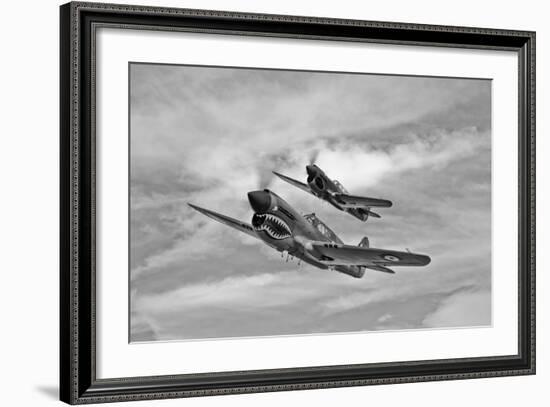 Two Curtiss P-40 Warhawks in Flight Near Nampa, Idaho-null-Framed Photographic Print