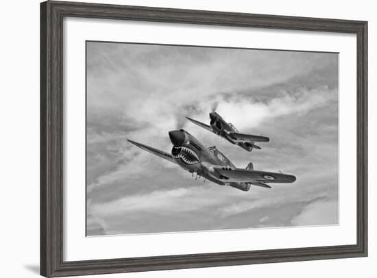 Two Curtiss P-40 Warhawks in Flight Near Nampa, Idaho-null-Framed Photographic Print