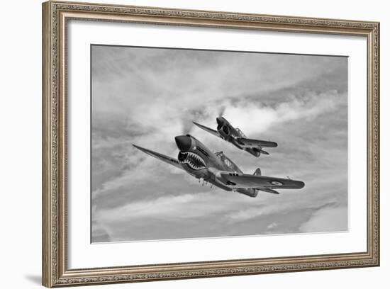 Two Curtiss P-40 Warhawks in Flight Near Nampa, Idaho-null-Framed Photographic Print