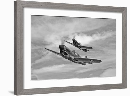 Two Curtiss P-40 Warhawks in Flight Near Nampa, Idaho-null-Framed Photographic Print