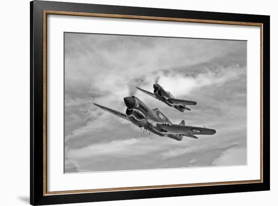 Two Curtiss P-40 Warhawks in Flight Near Nampa, Idaho-null-Framed Photographic Print