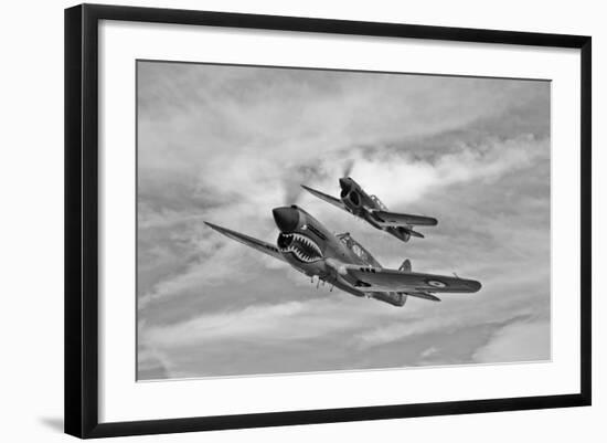 Two Curtiss P-40 Warhawks in Flight Near Nampa, Idaho-null-Framed Photographic Print