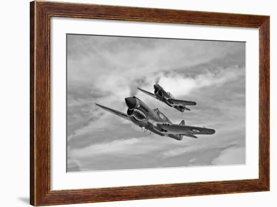 Two Curtiss P-40 Warhawks in Flight Near Nampa, Idaho-null-Framed Photographic Print