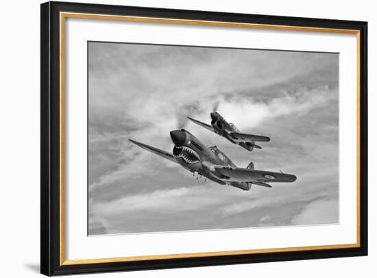 Two Curtiss P-40 Warhawks in Flight Near Nampa, Idaho-null-Framed Photographic Print