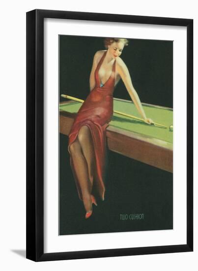 Two Cushion, Vamp Playing Pool-null-Framed Premium Giclee Print