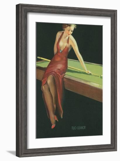 Two Cushion, Vamp Playing Pool-null-Framed Art Print