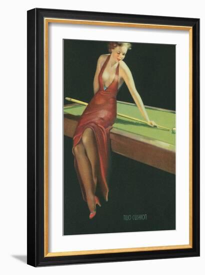 Two Cushion, Vamp Playing Pool-null-Framed Art Print