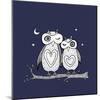Two Cute Decorative Owls.-Katyau-Mounted Art Print