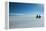 Two Cyclists Cycle in the Morning over the Salar De Uyuni-Alex Saberi-Framed Premier Image Canvas