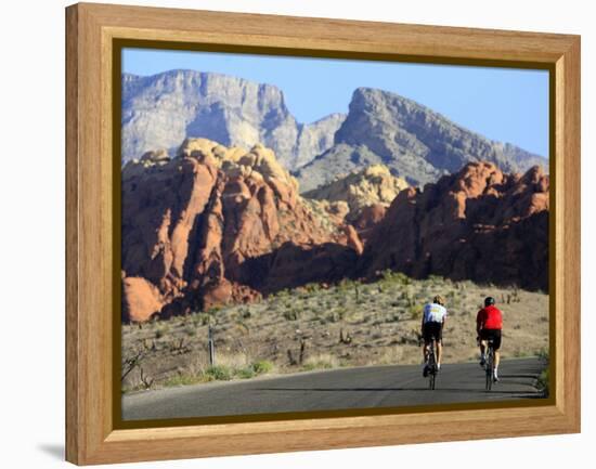 Two Cyclists, Red Rock Canyon National Conservation Area, Nevada, May 6, 2006-Jae C. Hong-Framed Premier Image Canvas