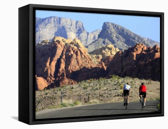 Two Cyclists, Red Rock Canyon National Conservation Area, Nevada, May 6, 2006-Jae C. Hong-Framed Premier Image Canvas