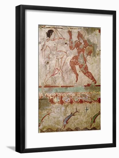 Two Dancers and Dolphins Leaping Through Waves, Frieze from the Tomb of the Lionesses-null-Framed Giclee Print