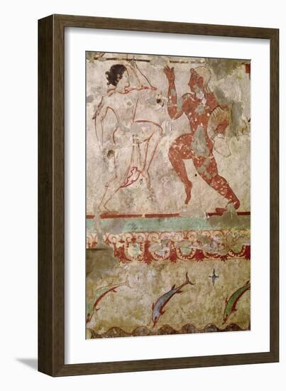 Two Dancers and Dolphins Leaping Through Waves, Frieze from the Tomb of the Lionesses-null-Framed Giclee Print