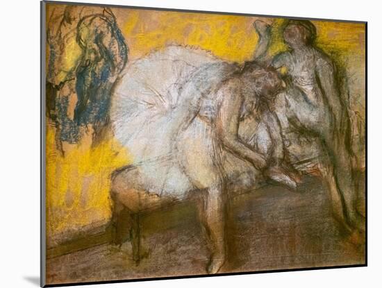 Two dancers at rest. Around 1910. Pastel-Edgar Degas-Mounted Giclee Print