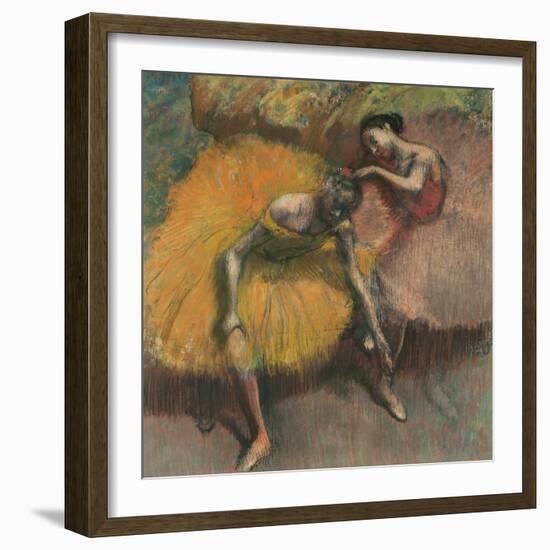 Two Dancers in Yellow and Pink-Edgar Degas-Framed Giclee Print