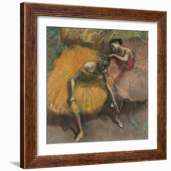 Two Dancers in Yellow and Pink-Edgar Degas-Framed Giclee Print