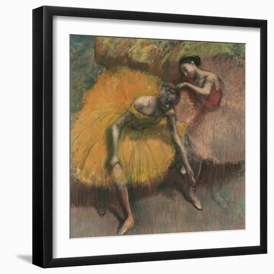 Two Dancers in Yellow and Pink-Edgar Degas-Framed Giclee Print