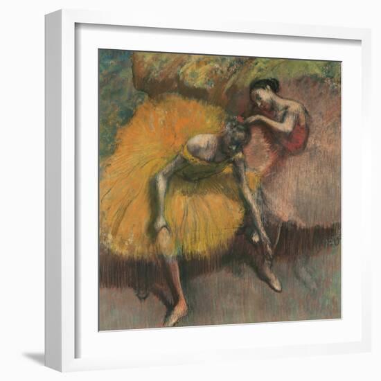 Two Dancers in Yellow and Pink-Edgar Degas-Framed Giclee Print