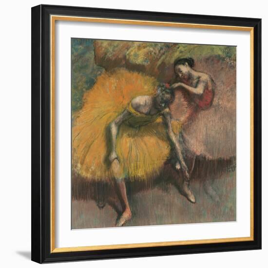 Two Dancers in Yellow and Pink-Edgar Degas-Framed Giclee Print