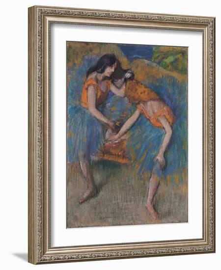 Two Dancers with Yellow Corsages, C.1902-Edgar Degas-Framed Giclee Print