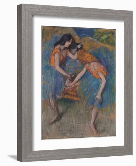 Two Dancers with Yellow Corsages, C.1902-Edgar Degas-Framed Giclee Print