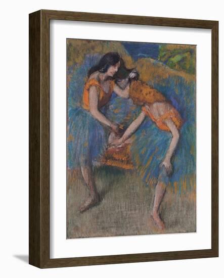 Two Dancers with Yellow Corsages, C.1902-Edgar Degas-Framed Giclee Print