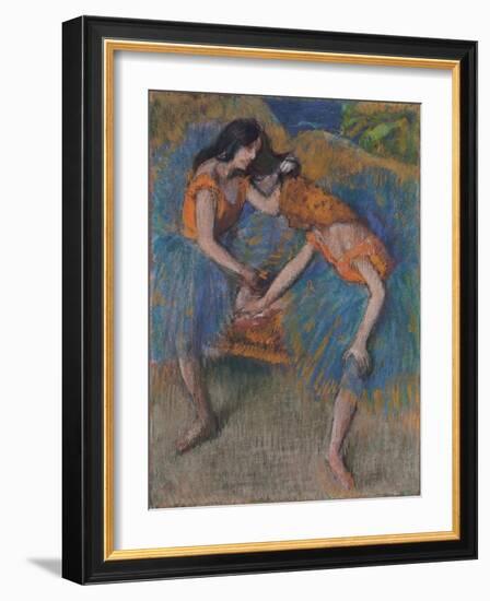 Two Dancers with Yellow Corsages, C.1902-Edgar Degas-Framed Giclee Print