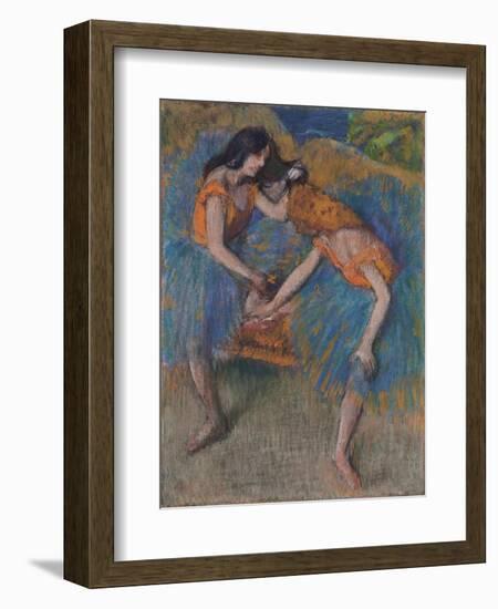 Two Dancers with Yellow Corsages, C.1902-Edgar Degas-Framed Giclee Print