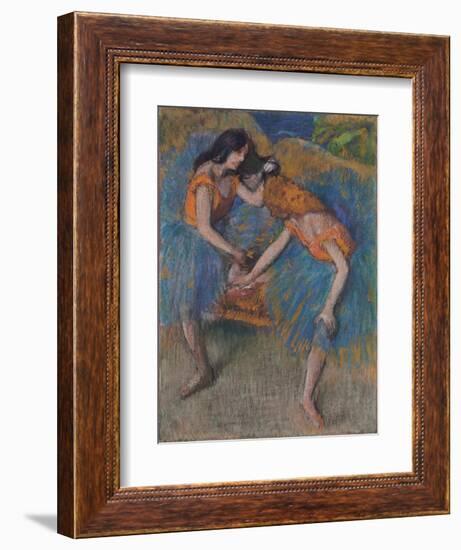 Two Dancers with Yellow Corsages, C.1902-Edgar Degas-Framed Giclee Print