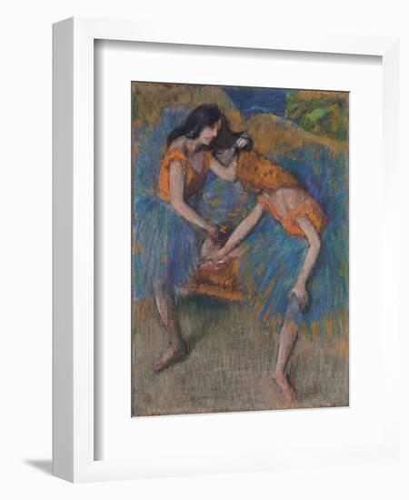 Two Dancers with Yellow Corsages, C.1902-Edgar Degas-Framed Giclee Print