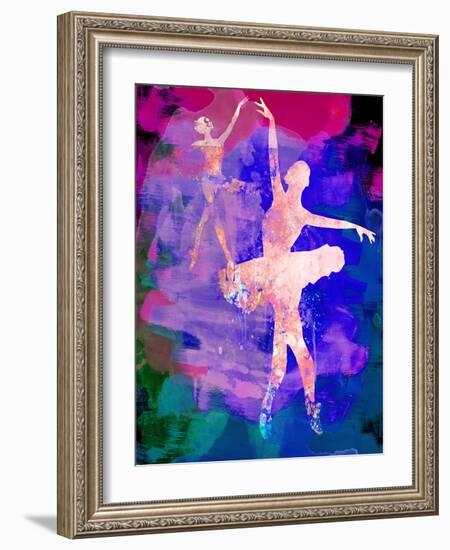 Two Dancing Ballerinas Watercolor 1-Irina March-Framed Art Print