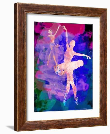 Two Dancing Ballerinas Watercolor 1-Irina March-Framed Art Print