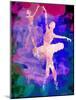 Two Dancing Ballerinas Watercolor 1-Irina March-Mounted Art Print