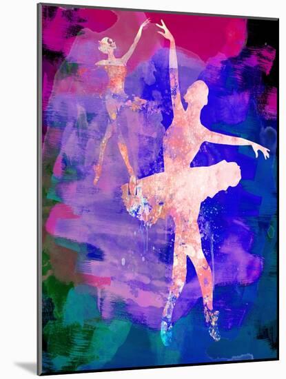 Two Dancing Ballerinas Watercolor 1-Irina March-Mounted Art Print