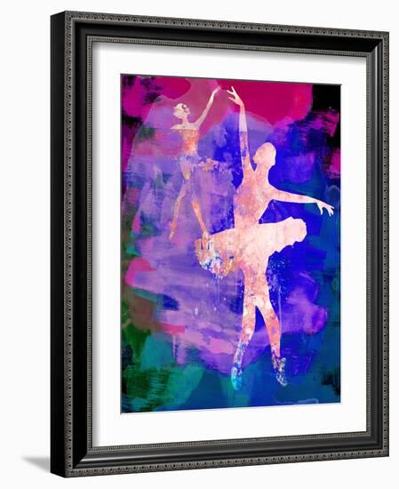 Two Dancing Ballerinas Watercolor 1-Irina March-Framed Art Print