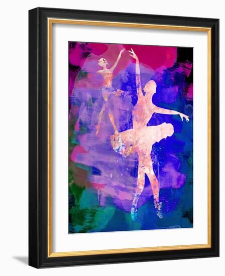 Two Dancing Ballerinas Watercolor 1-Irina March-Framed Art Print