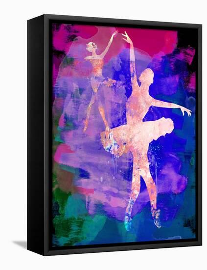 Two Dancing Ballerinas Watercolor 1-Irina March-Framed Stretched Canvas