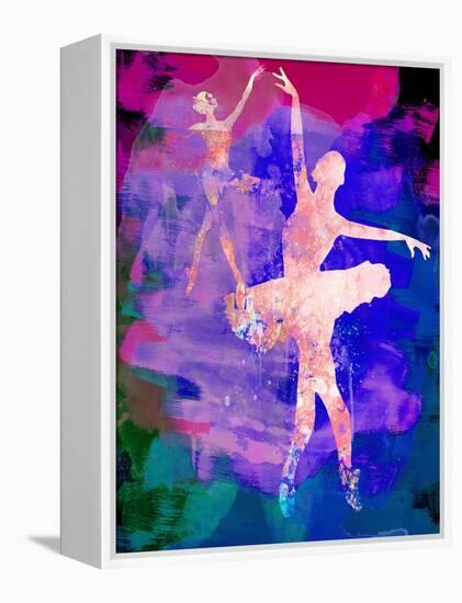 Two Dancing Ballerinas Watercolor 1-Irina March-Framed Stretched Canvas