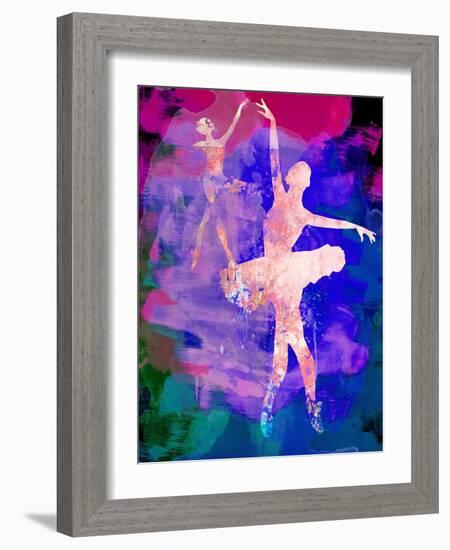 Two Dancing Ballerinas Watercolor 1-Irina March-Framed Art Print