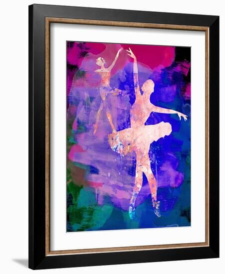 Two Dancing Ballerinas Watercolor 1-Irina March-Framed Art Print