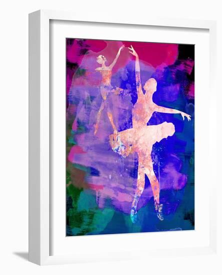 Two Dancing Ballerinas Watercolor 1-Irina March-Framed Art Print