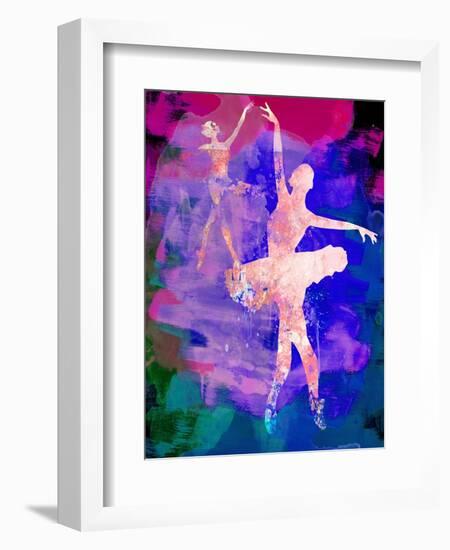 Two Dancing Ballerinas Watercolor 1-Irina March-Framed Art Print