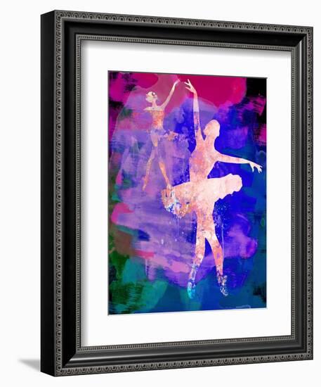 Two Dancing Ballerinas Watercolor 1-Irina March-Framed Art Print