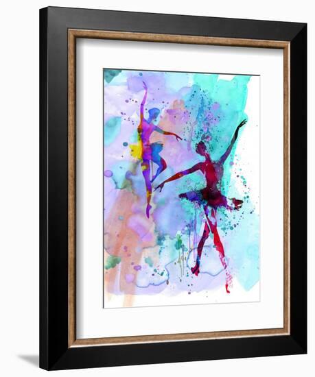 Two Dancing Ballerinas Watercolor 2-Irina March-Framed Art Print