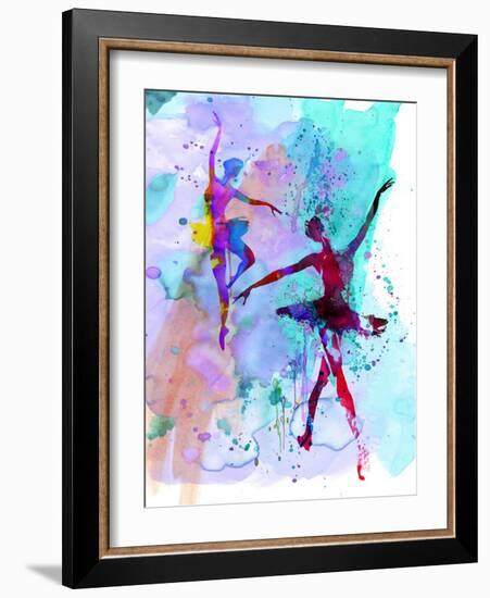 Two Dancing Ballerinas Watercolor 2-Irina March-Framed Art Print