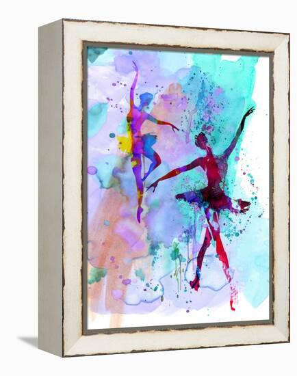 Two Dancing Ballerinas Watercolor 2-Irina March-Framed Stretched Canvas