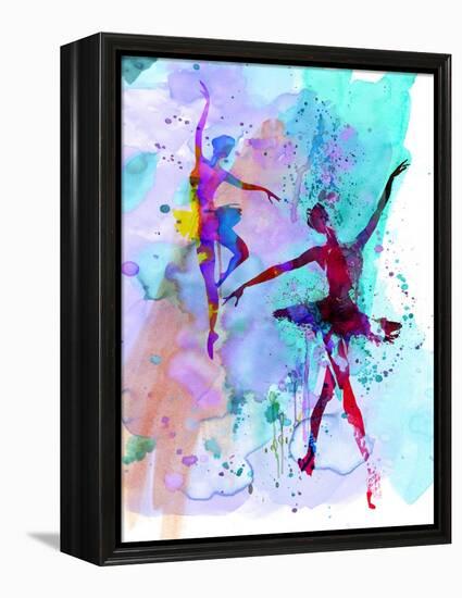 Two Dancing Ballerinas Watercolor 2-Irina March-Framed Stretched Canvas