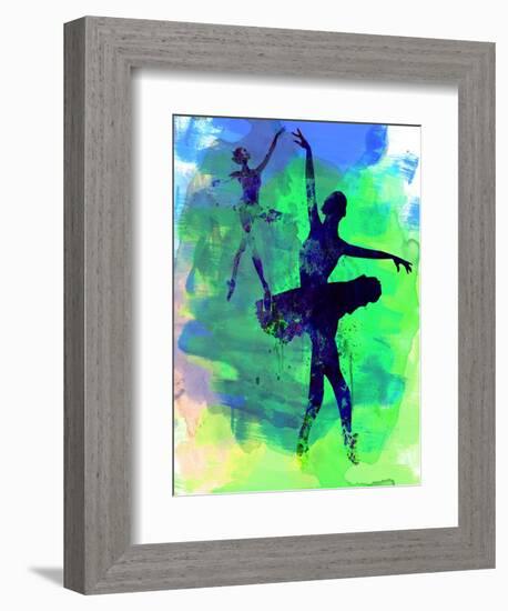 Two Dancing Ballerinas Watercolor 3-Irina March-Framed Premium Giclee Print