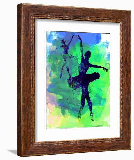 Two Dancing Ballerinas Watercolor 3-Irina March-Framed Premium Giclee Print